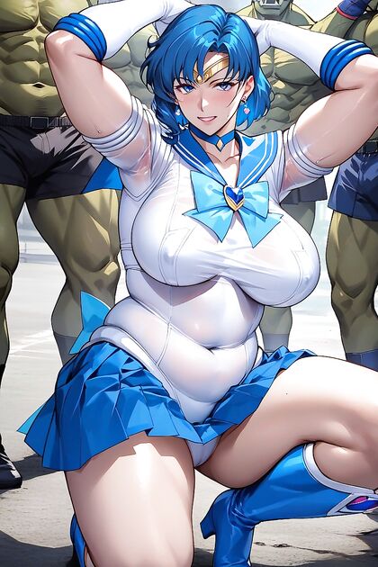 MILF in Blue Skirt Fights Head Orc for  Hentai Pleasure