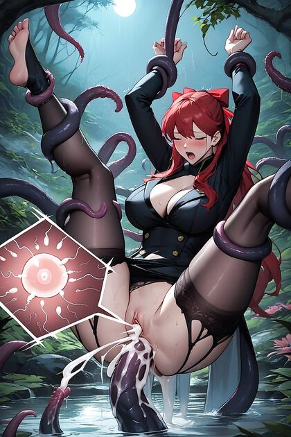 Female Suspended by Tentacles, Drenched in Pre-Cum for  Hentai Pleasure