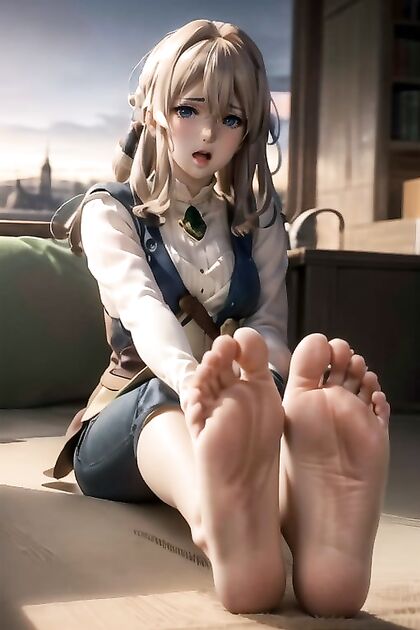 Topless and Presenting Her Perfect Feet forMind-Bending Hentai Orgasms