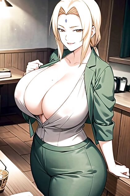 Tsunade from Naruto Shows Off Her Massive Breasts in Muscular Hentai Picture