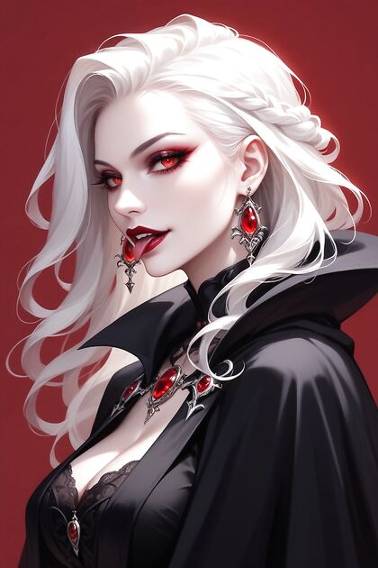 Vampire Woman Seduces with Tongue-Out Gothic Passion in Hentai AIPorn
