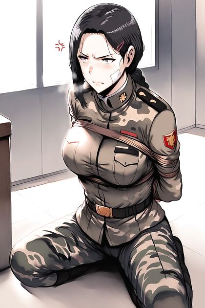 Tied-Up Black-Haired Beauty Exploring  Hentai Desires