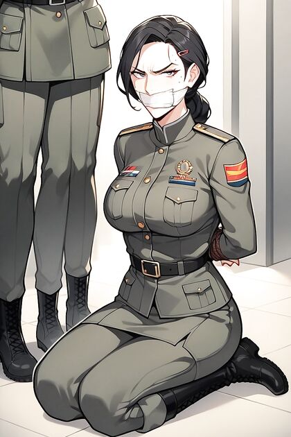 Adult Woman Bound with Arms Behind Her in Seductive Hentai Picture