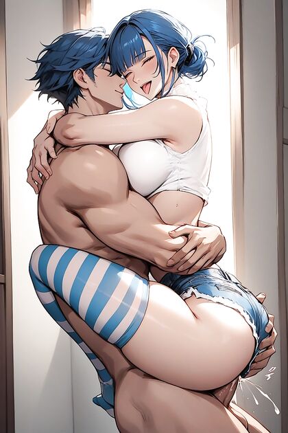 Thick-Thighed Girl 18+ in Cotton Shorts Gets Carried Away in Steamy Hentai Picture