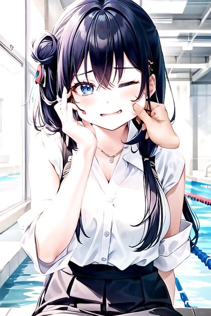 with Small Breasts and Big Blue Eyes Seduces inUniform Hentai Bliss
