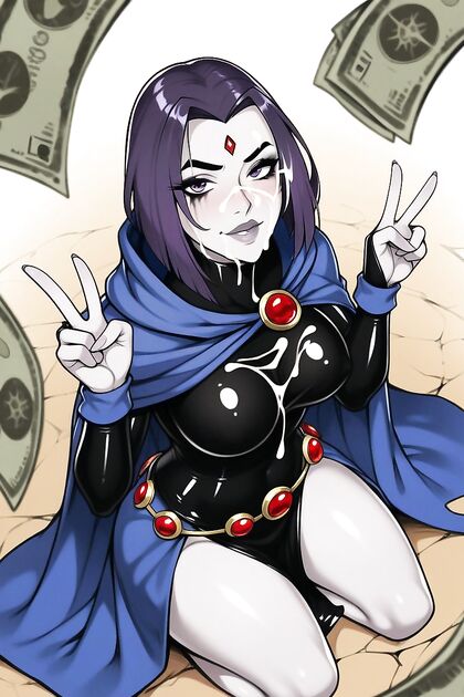 Raven from Titans with Smudged Makeup in Expressionless Hentai Images