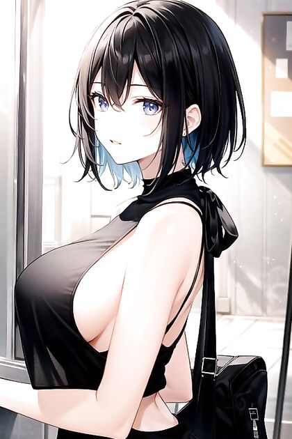 Teen 18+ with Sideboob and Large Breasts in Seductive Hentai Picture