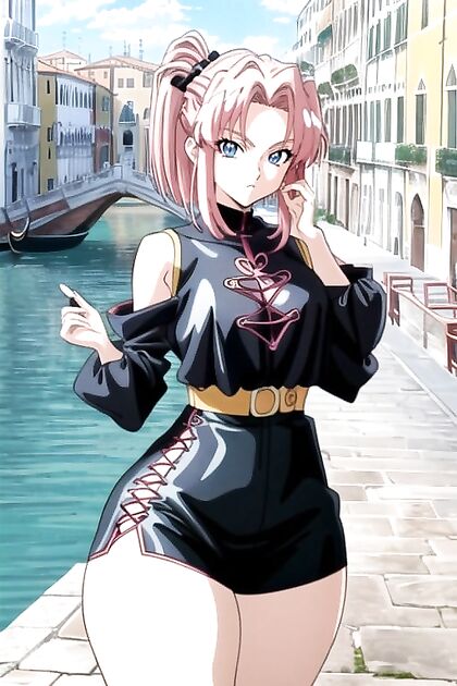 Top Down View of Pink-Haired Goddess with an Enormous Ass in hentai Picture