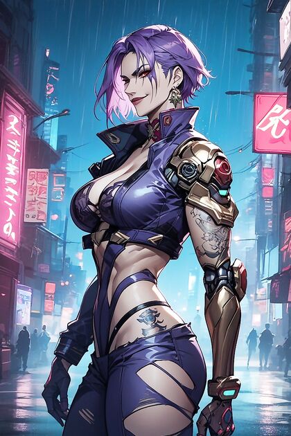 Cyberpunk Cityscape Adds Edge to Seductive Waist Shots in Hentai Side Views
