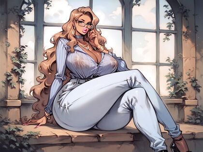 Curvy Girl 18+ Shows Off Her Midriff in Tight Skirt for Seductive Hentai Picture