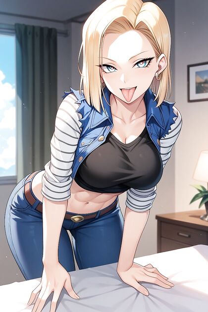 Smiling Android with Exposed Navel Explodes into Ecstatic Hentai Pleasure