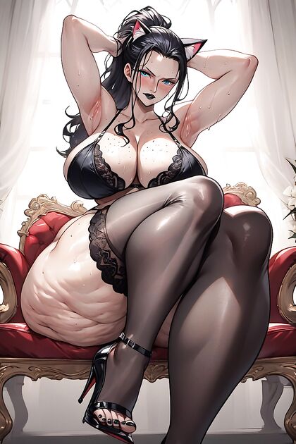 Side View of Sexy Toned Legs with Black Lipstick in hentai AI Porn