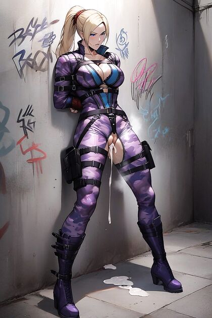 Cum Leaks in Purple Camo Thigh-High Boots –  Anime Hentai Picture