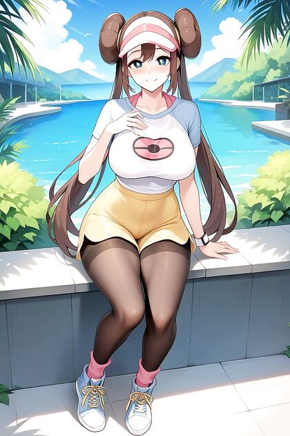 Rosa from Pokémon Wears Sheer Black Nylons and Sneakers for Steamy Hentai Fun