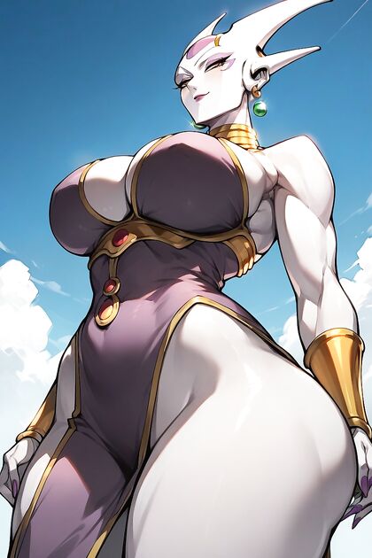 Low-Angle View of Bald Babe's Massive Ass in Hentai Picture