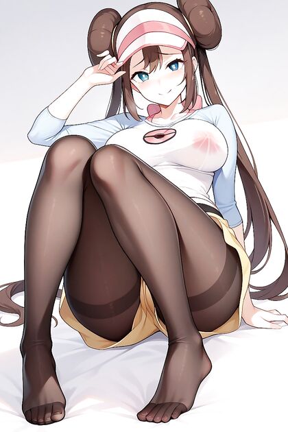 Blushing Cutie with Conical Breasts and Pink Socks in Naughty Hentai Picture