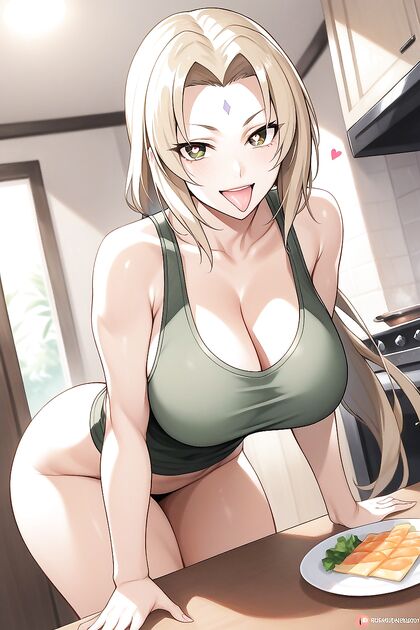 Tsunade Shows Off Her Seductive Smile and Playful Tongue in Steaming Hentai Picture