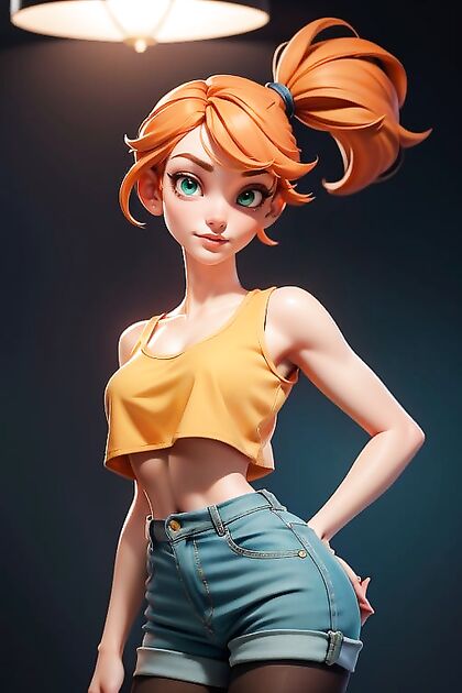Misty from Pokémon Wearing Red Sneakers and Pantyhose in Steamy Hentai Images