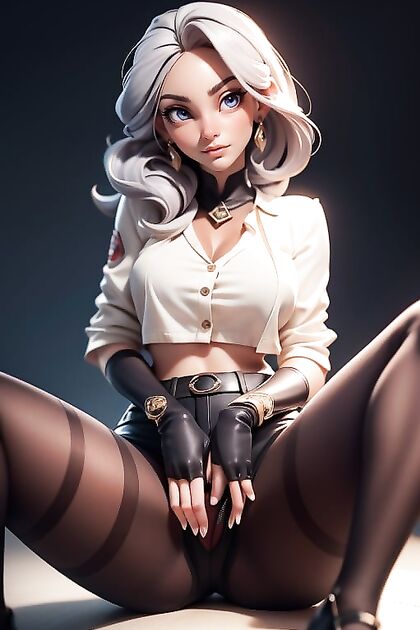 Spreading Her Legs in Pantyhose for  Hentai Masturbation Pleasure