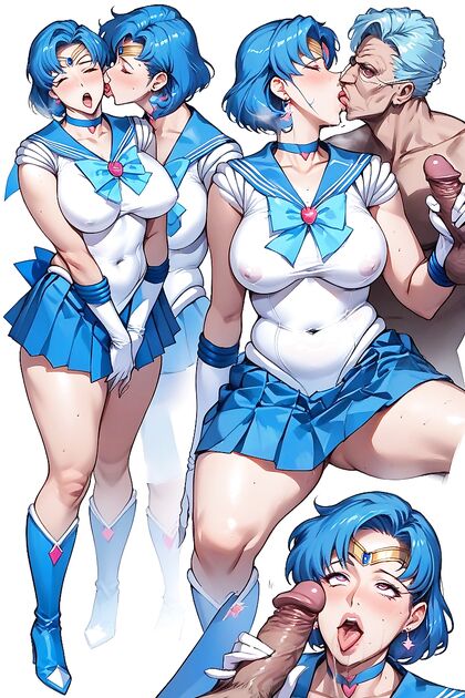 Sailor Mercury in Blue Skirt GivesMind-Blowing Handjob in Hentai AI Picture