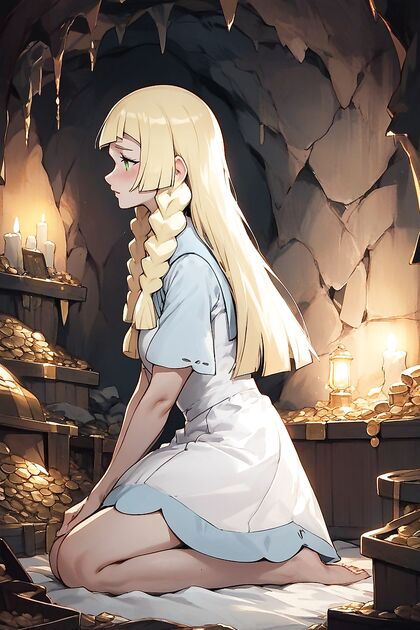 LilliePokemon Kneels Submissively in Seductive Side View Hentai Picture