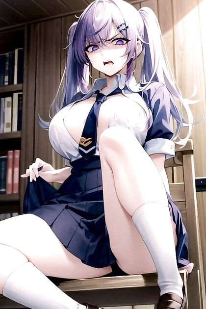 Purple-Haired Cutie with Pigtails and a Natural Booty in Steamy Hentai Picture