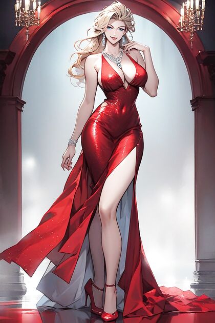 Wearing a Silver Necklace at the Casino for Nights of Wild Hentai Pleasure