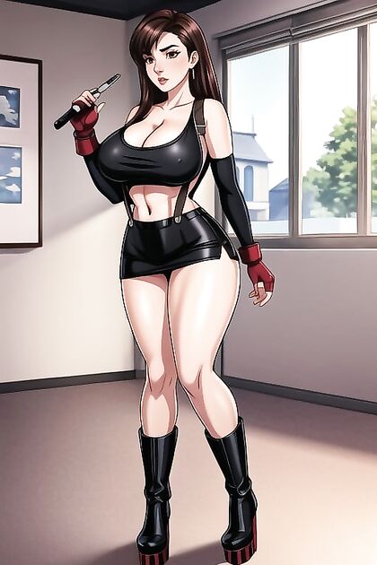 Tifa Lockhart's Thicc Chunky Thighs and Deep V Plunge in Steamy Hentai Picture
