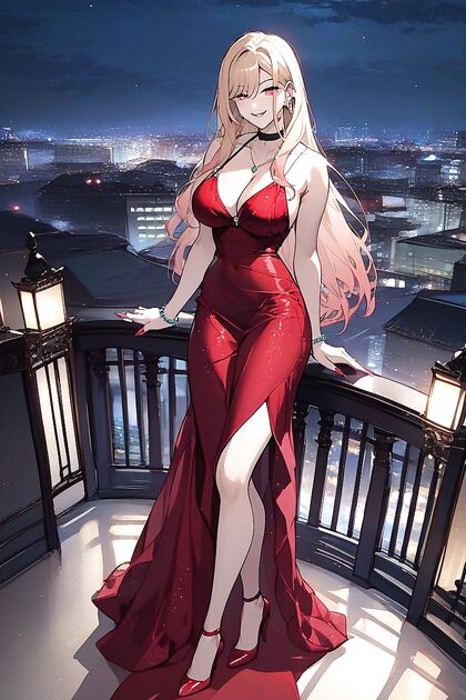 Kitagawa Marin Wears Red Silk Dress for Passionate Night hentai Pleasure
