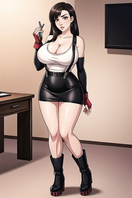 Gigantic Fake Breasts in Plunging Neckline Front View Hentai Fantasy
