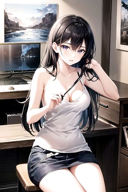 Dark-Haired Beauty in a Sultry Bedroom Ai Hentai Image for  Hentai Pleasure