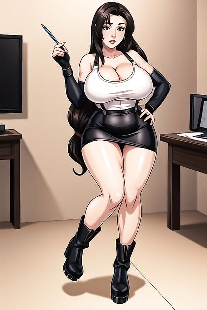 Thick Chunky Thighs in Office Setting for Mouth-Watering Hentai Picture