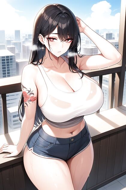 Summer hentai fun in the city with tank top temptation