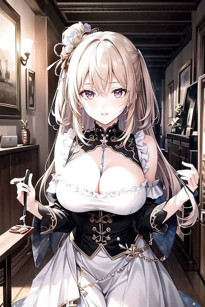 Brazilian Beauty with Green Eyes Squeezes Her Perfect Breasts in hentai Picture