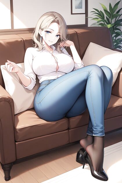 Reilly's Thick Thighs Take Center Stage on the Couch in Steamy Hentai Picture