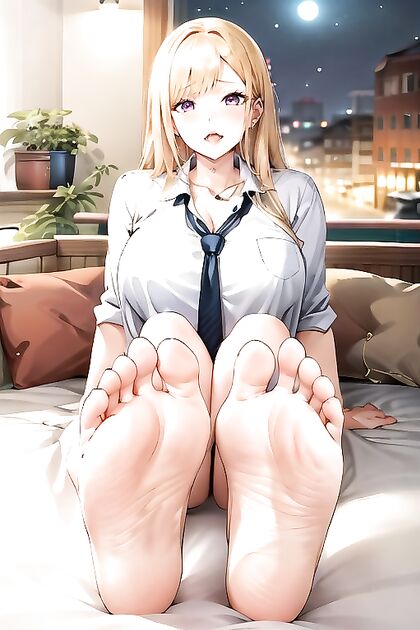 Kitagawa Marin from Sono Bisuku Doulu Shows Off Her Feet in Steamy Night Hentai Images