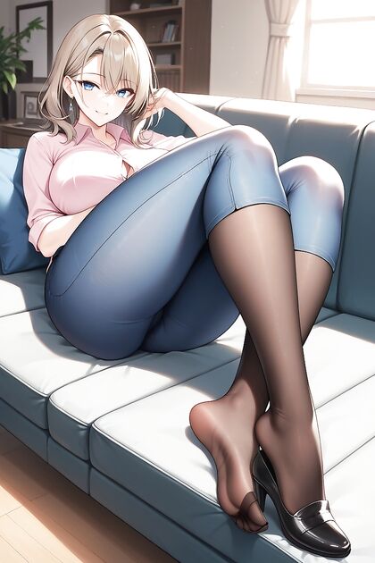 Reilly Wears Pale Brown Pantyhose for steamy Medium Butt Hentai Picture