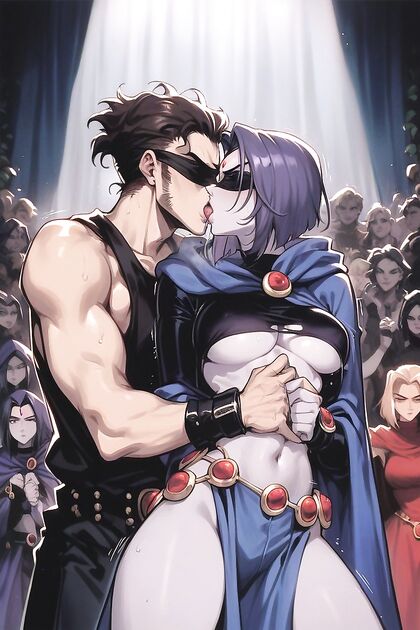 Raven from Titans Gets Her Clothes Torn While Being Held Down in kinky Hentai Picture