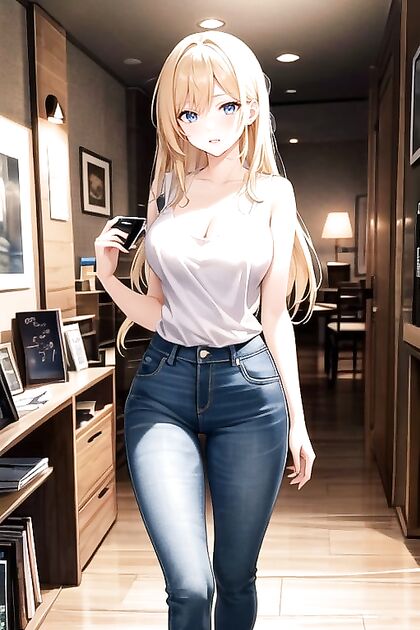 Blonde Beauty with Blue Eyes Gets Wild in Standing Hentai Picture