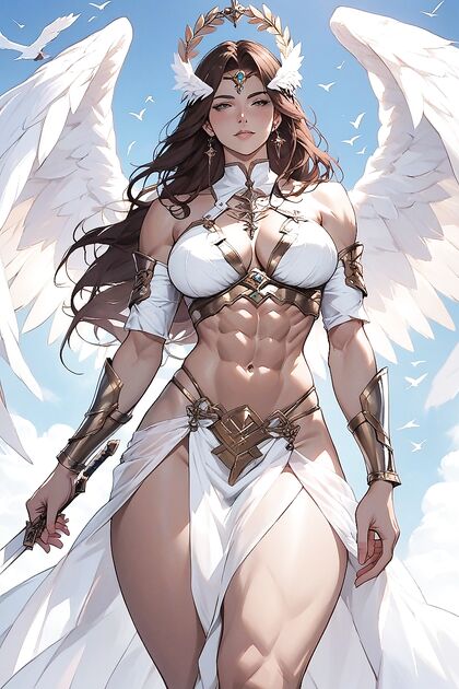 Angel in Shining Armor Surrounded by Birds forFit Hentai Pleasure