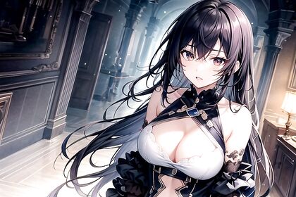 Big Boobs and Silky Black Hair in steamy Hentai Blowjob Picture