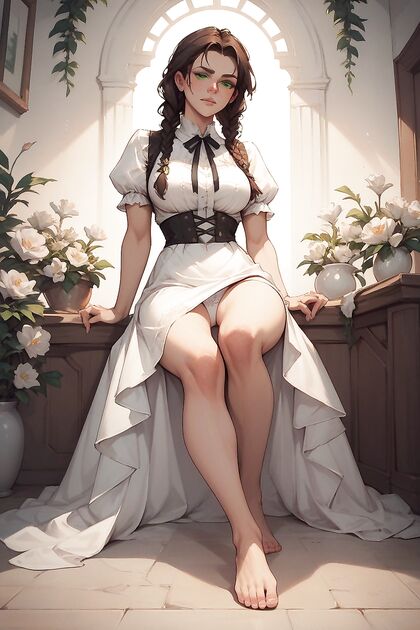 Brunette with Green Eyes and Inward-Turned Feet in Seductive Hentai Picture