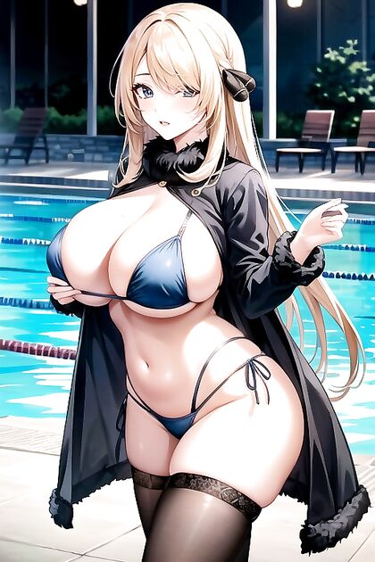 Cynthia from Pokémon Soaks up the Fun in Steamy Pool hentai Adventures