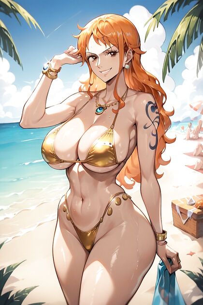 Nami from One Piece Sways Her Pale Skin in Seductive Hentai Images