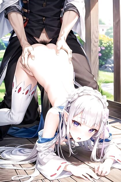 Emilia from Re –Zero in Full Body Side View Hentai Picture