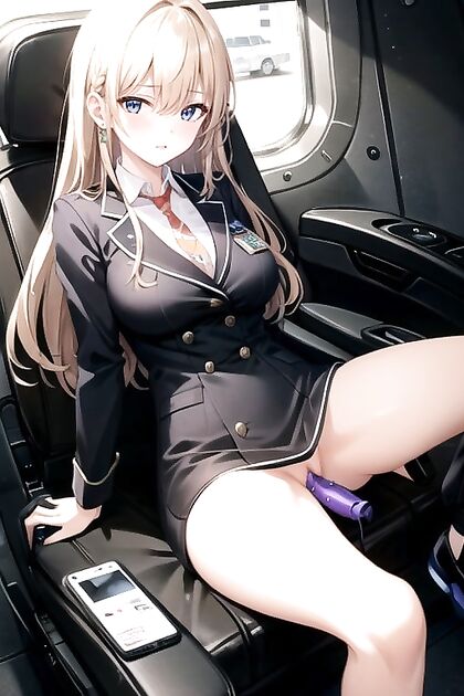 Braided Flight Attendant Shows Off Her Medium Ass in Seductive Hentai Images