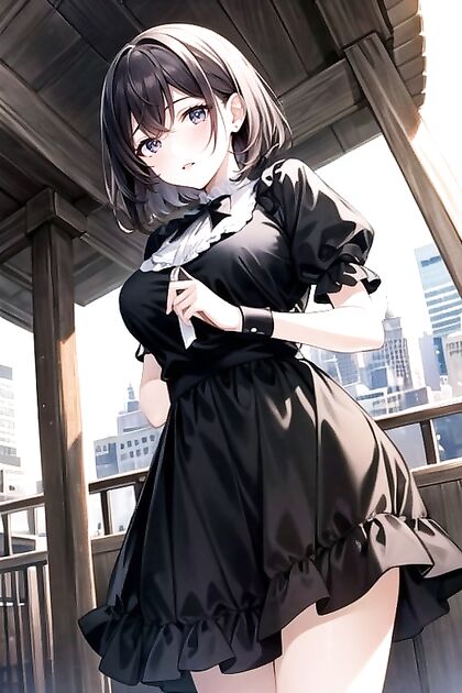 African Beauty with Short Hair Shows Off Her Busty Charms in Hentai Fun