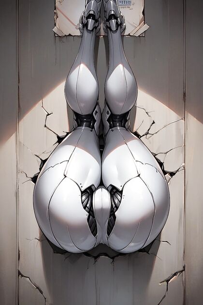 Legs Up Against Glory Wall in Shiny metallic Skin Hentai Picture