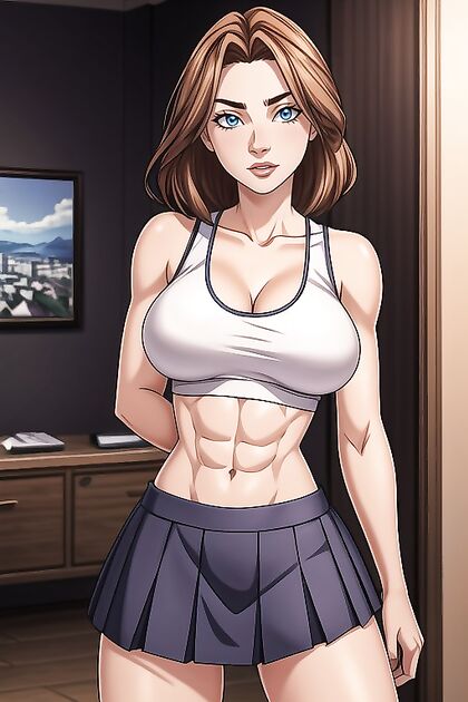 Fit Chick in Her 20s Shows Off in a Sexy Skirt for Steamy Hentai Picture