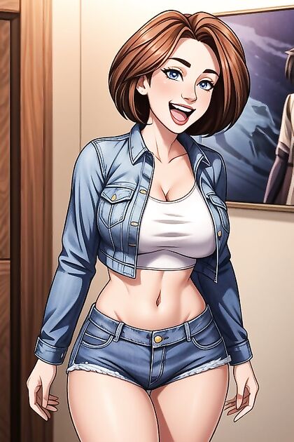 Cute Girl 18+ in Jean Shorts and Crop Top Gets Wild in Hentai Picture